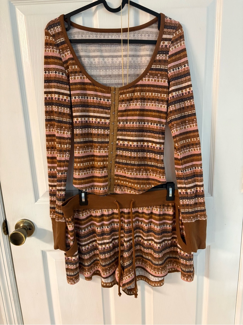 NEW American Eagle Outfitters Brown & Pink Striped Pattern Two-Piece Set